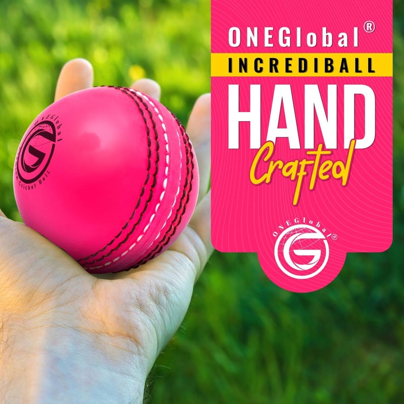 ONEGlobal Soft Rubber Cricket Ball for Practice | Outdoor & Indoor Practice Cricket Ball with Core & Stitched Seam | Realistic Feel, True Bounce & Swing for Practice, Honing Skills & Family Fun - Image 2